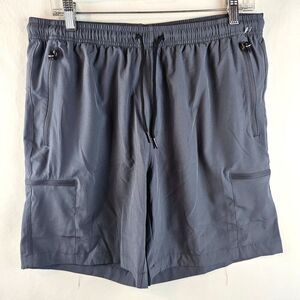 Santiny Mens Athletic Shorts Large Gray Cargo Running Workout Zipper Pockets